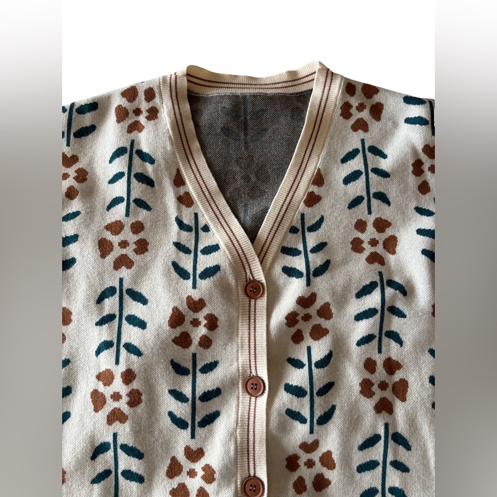 Floral Patterned Cardigan Sweater